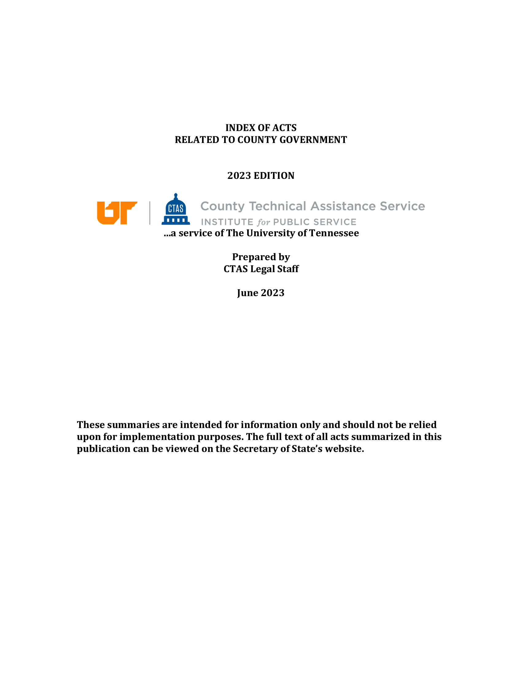 Image of index of acts front page, including attribution information