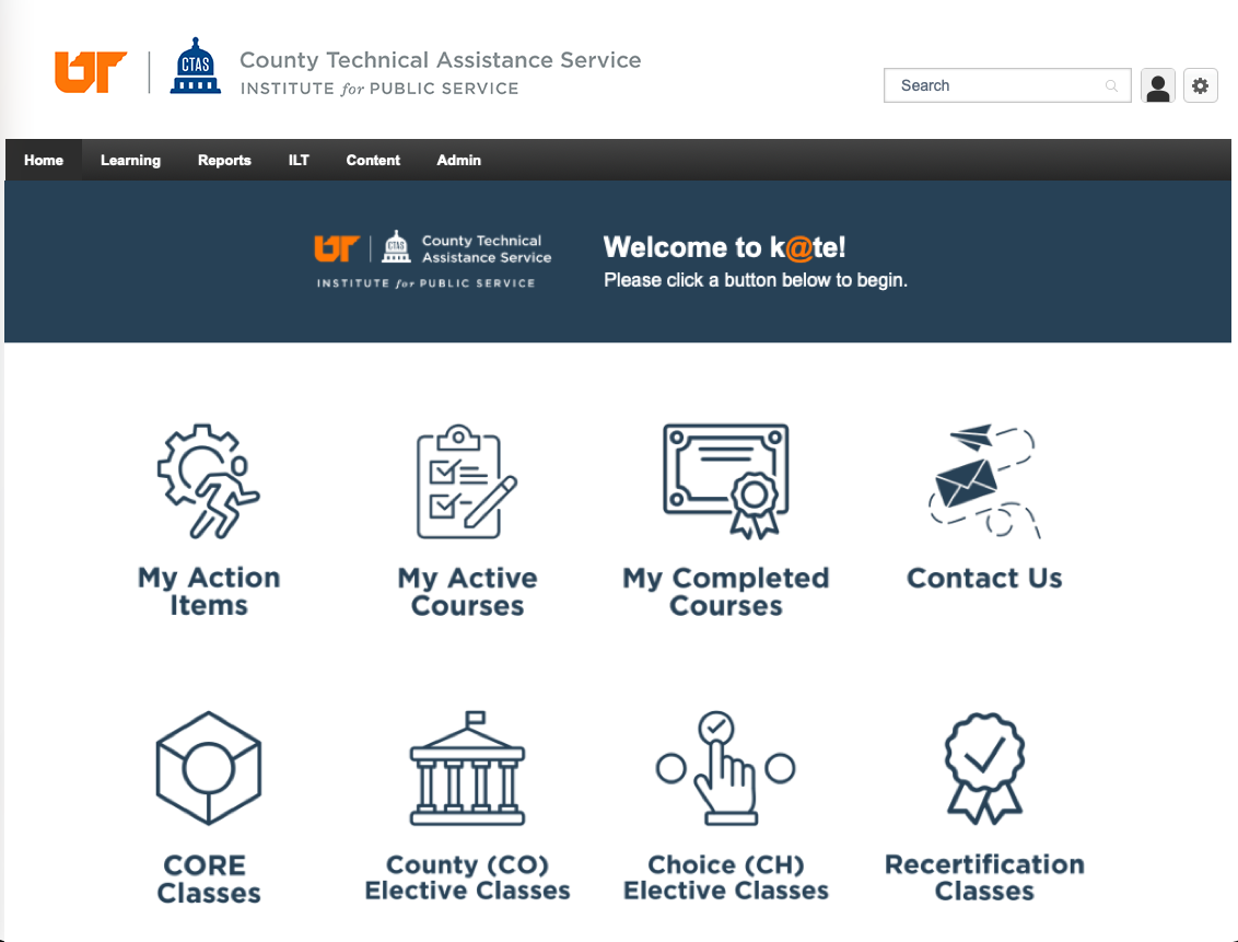 Screenshot of new k@te welcome screen