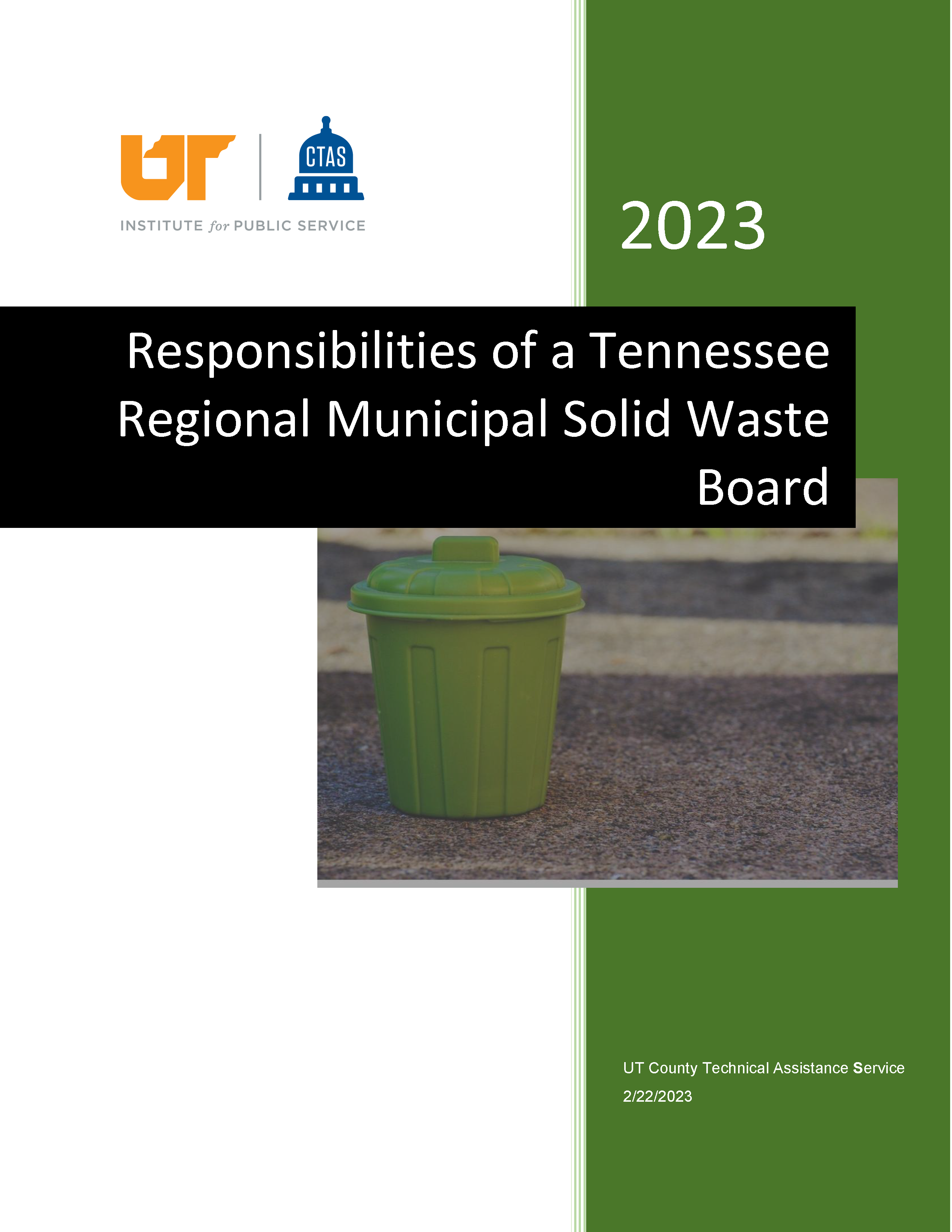 Report cover for solid waste regional board