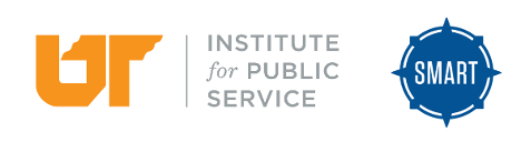 UT Institute for Public Service SMART logo, with an orange “UT” mark, the words “Institute for Public Service,” and a blue compass-style emblem reading “SMART.
